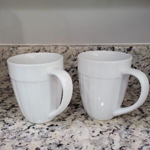 Corning Ware French White PORCELAINRibbed Coffee Mugs Set of 2